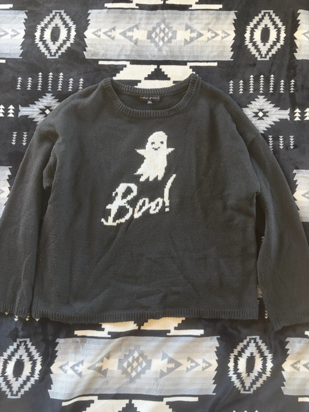 Black 'Boo!' Ghost Sweater